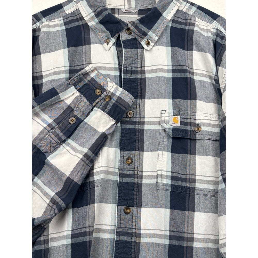 Carhartt Button Down Shirt Mens 2XL Tall Original Fit Plaid Workwear